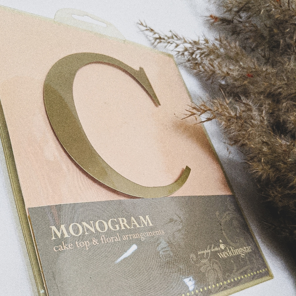 C Cake Topper Letter C Metal Gold Monogram Wedding
